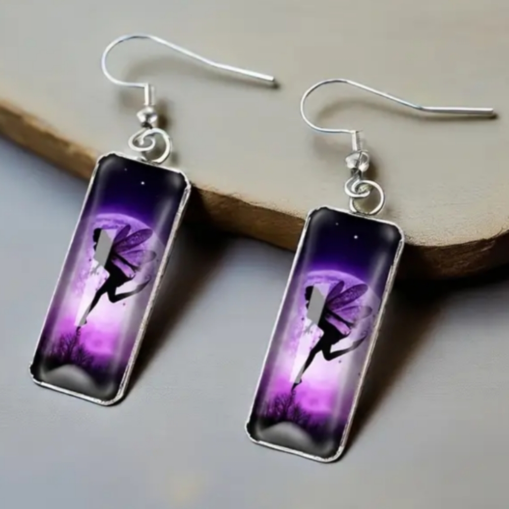 2/$30 Or 3/$35‎ Elegant Whimsigoth Darkfairy Purple Fairy Gift Earrings (#083)